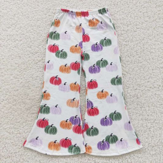 P0196 Multicolored Pumpkin White Bootcut Trousers