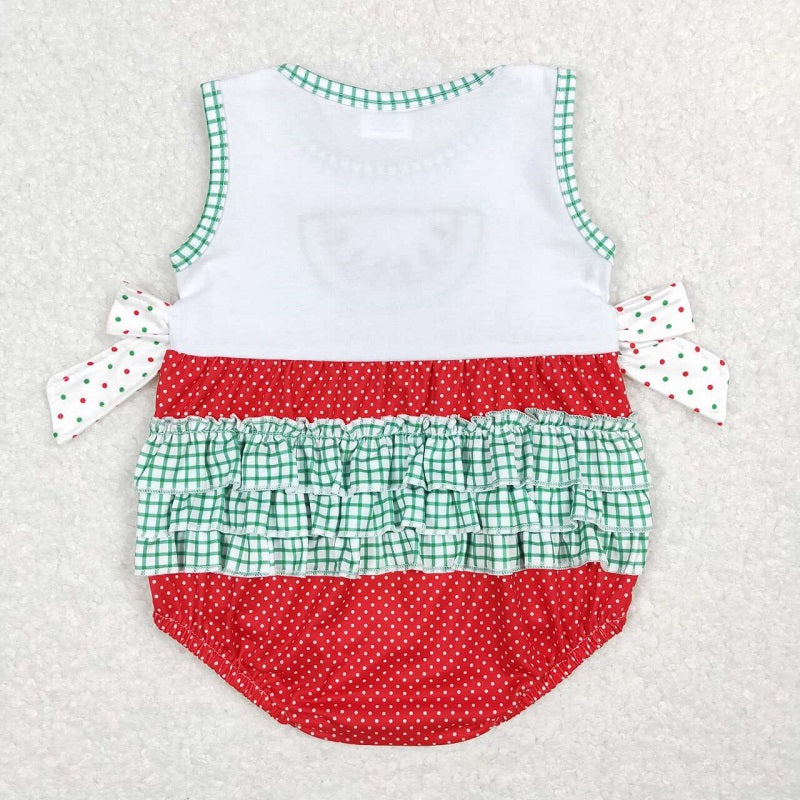 SR0593 Watermelon bow polka dot red and white sleeveless jumpsuit D 6.18
