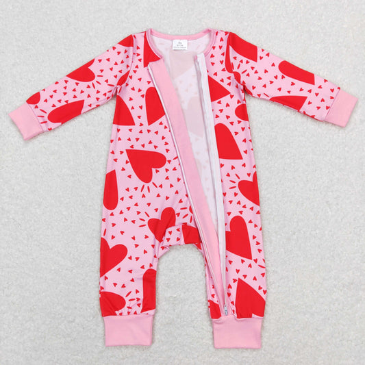 LR0839 Love Pink Long Sleeve Zip Jumpsuit