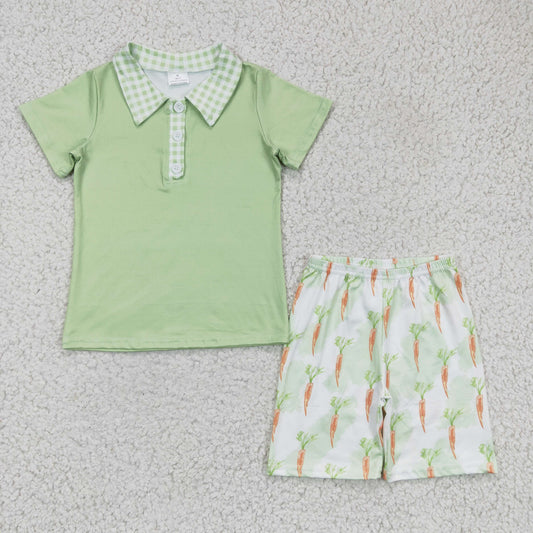 boy easter outfit button shirt carrort shorts set