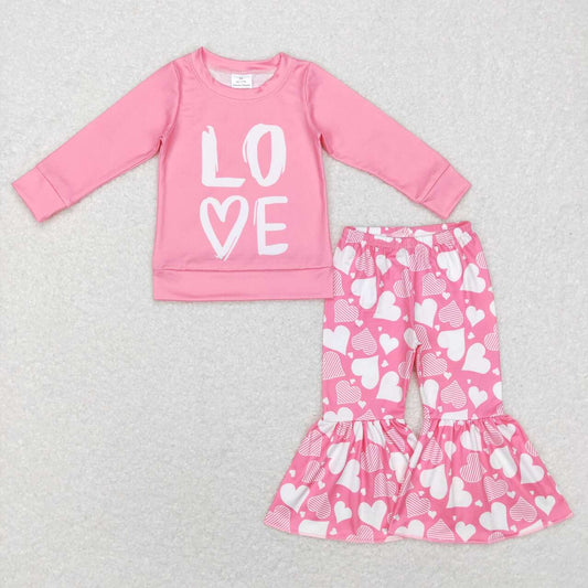 GLP0867 LOVE letter pink long-sleeved trousers suit