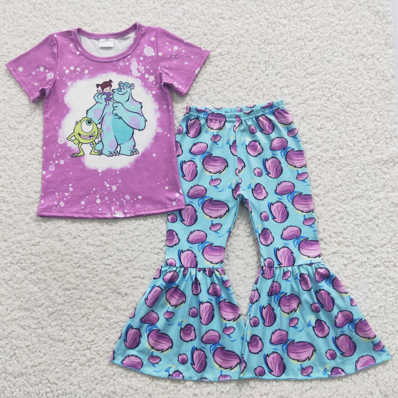 GSPO0731 Cartoon Monster University monste purple short-sleeved trouser suit