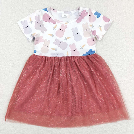 easter short sleeve colorful peeps tutu dress