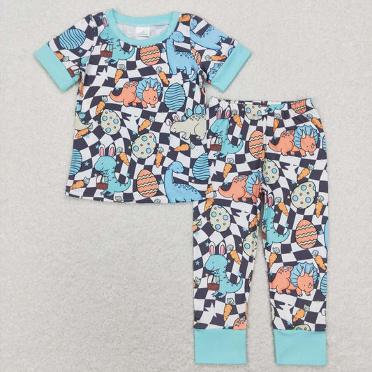 boy short sleeve easter dinosaur pajama