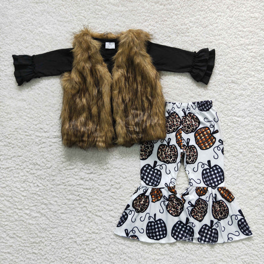 GLP0878 3 Piece Outfit Vest 6 A21-4+Black Top Pumpkin Pants GLP0263 Outfit