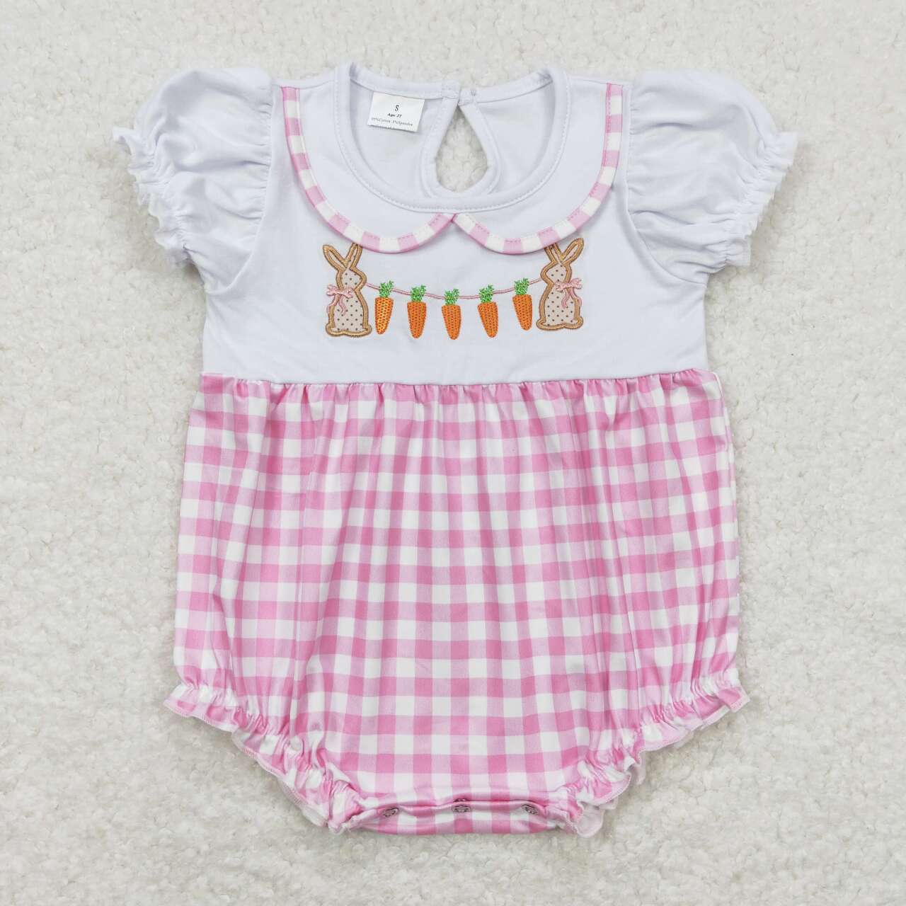 cute baby girl easter carrot embroidery bubble