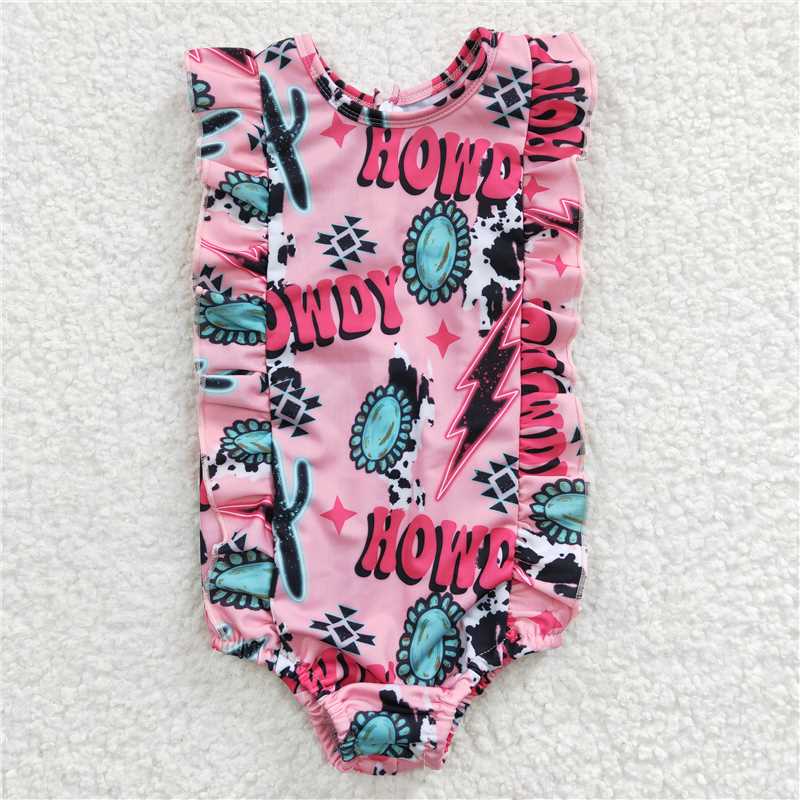 S0036 howdy turquoise one-piece swimsuit