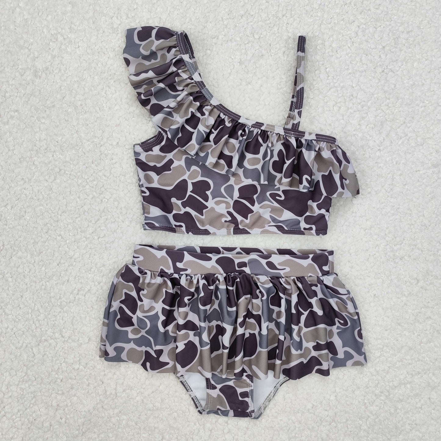 S0078 Camouflage Gray Swimsuit Set