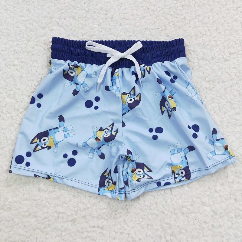 S0137 cartoon blue swimming trunks