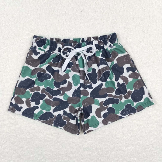 S0218 Brown and green camouflage beige swimming trunks