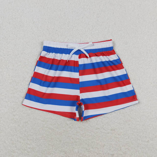 S0233 Red and blue striped swimming trunks