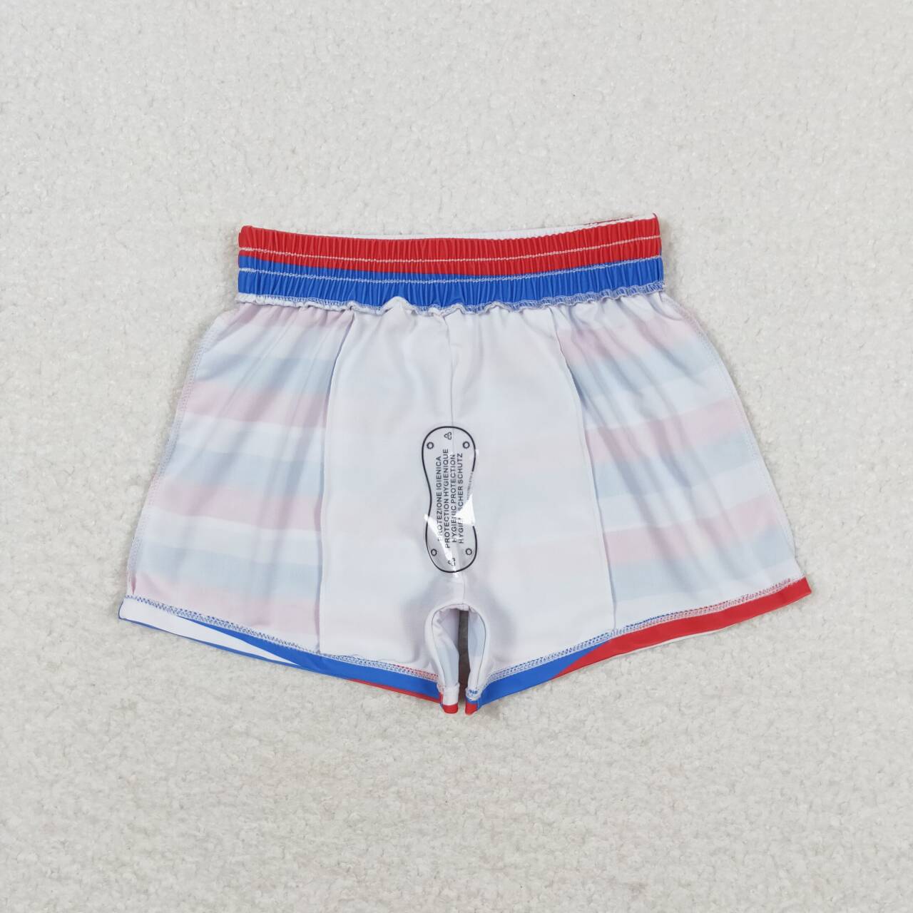 S0233 Red and blue striped swimming trunks