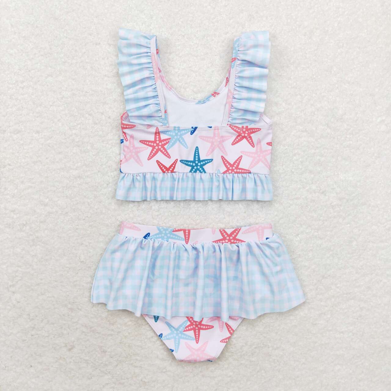 S0240 Starfish Plaid Swimsuit Set