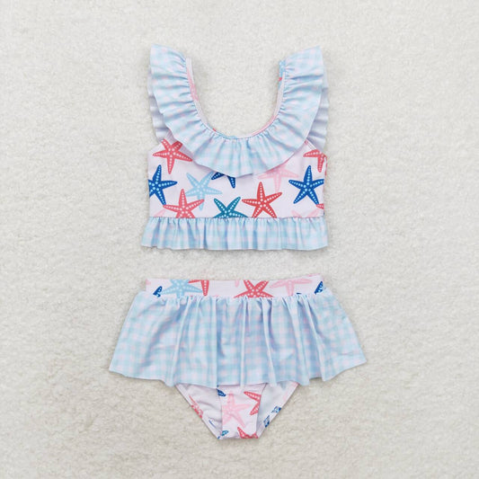 S0240 Starfish Plaid Swimsuit Set