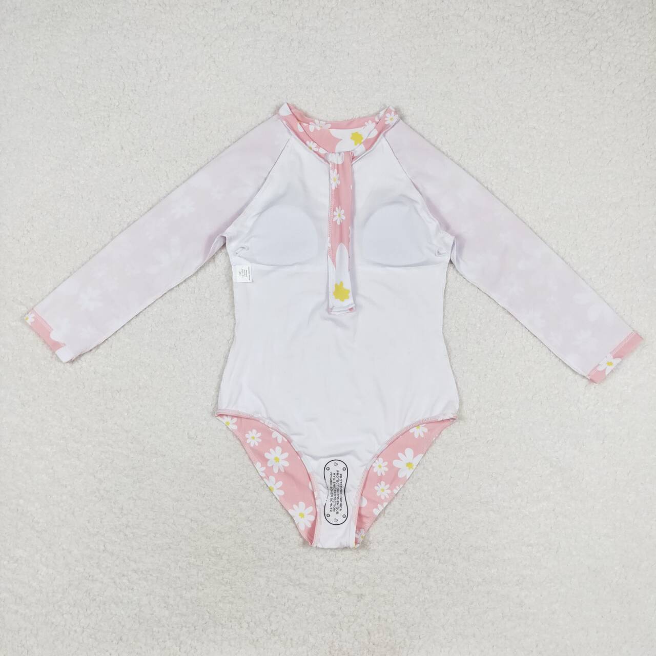 S0244 Floral pink zippered swimsuit