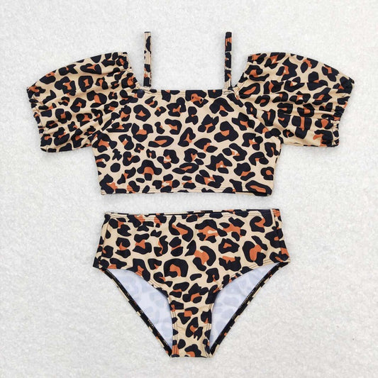 S0272 Leopard print halter swimsuit set