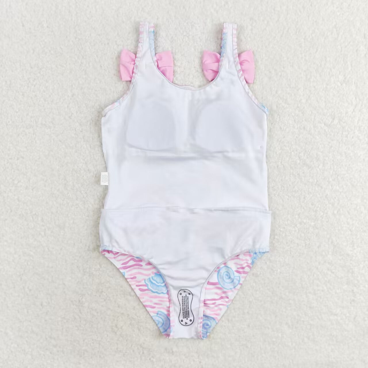 S0274 Shell Wave Pink Bow One-Piece Swimsuit