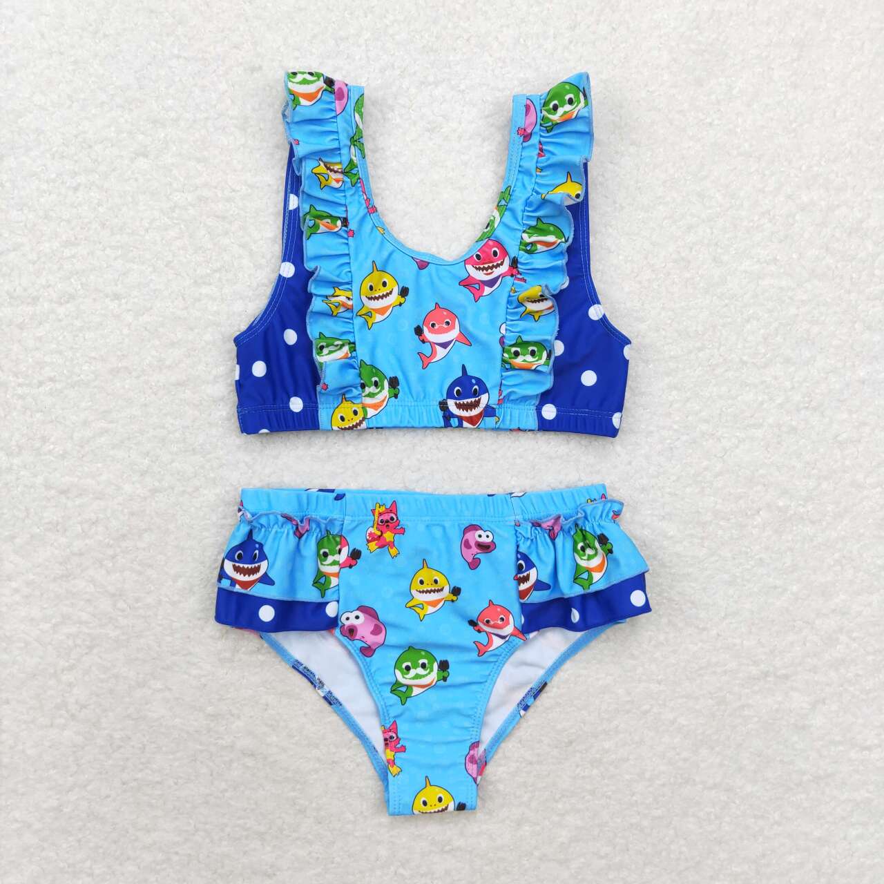 S0280 Cartoon Fish  Blue Swimsuit Set
