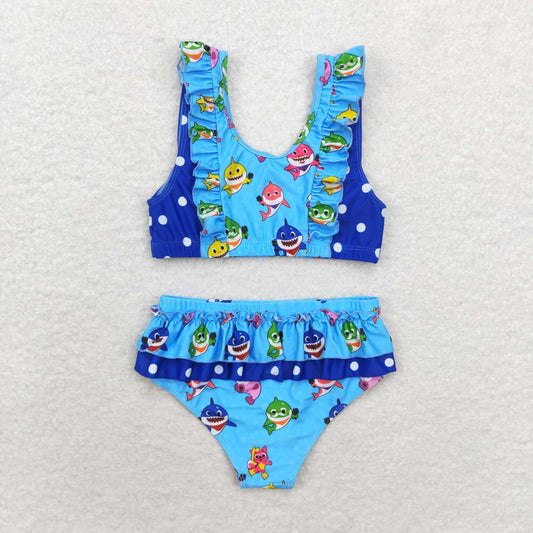 S0280 Cartoon Fish Blue Swimsuit Set