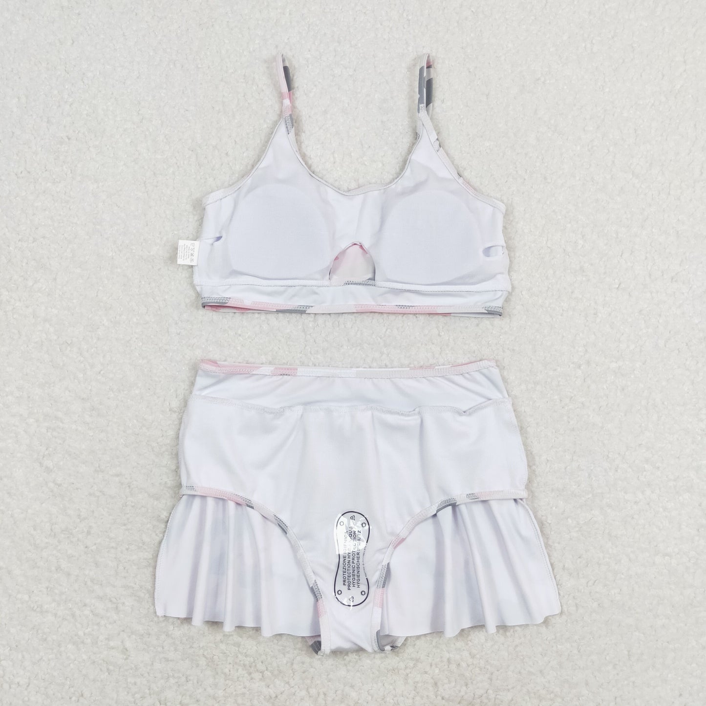 S0285 Pink and gray camouflage swimsuit set