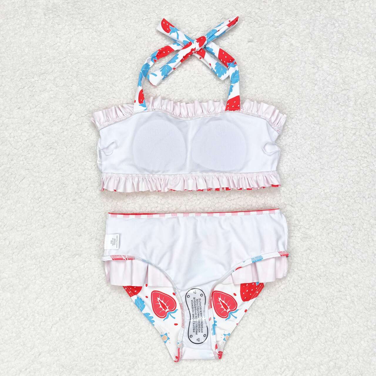 S0316 Strawberry Red Plaid Swimsuit Set