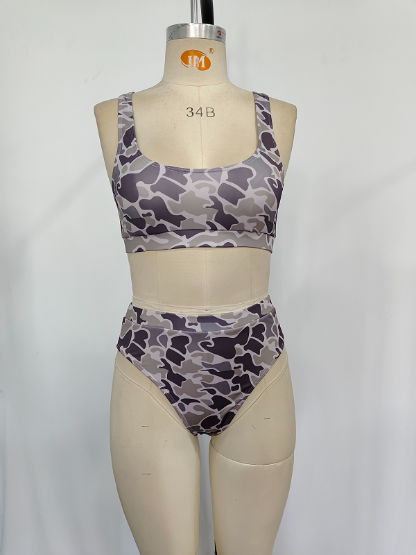 S0321 Adult women's camouflage swimsuit set