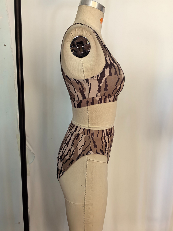 S0562 Adult women's military green camouflage swimsuit suit D 6.25