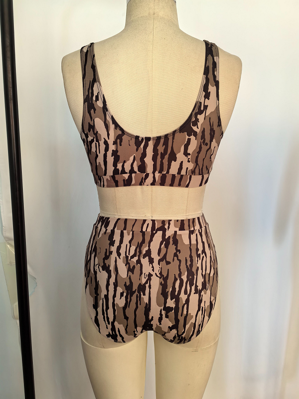 S0562 Adult women's military green camouflage swimsuit suit D 6.25