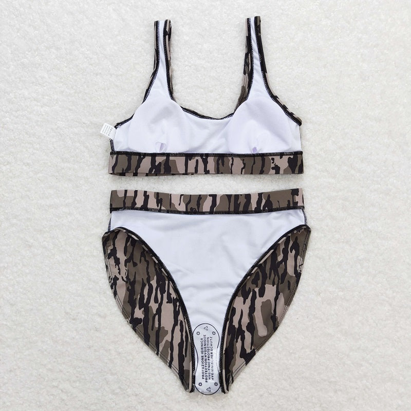 S0322 Adult women's military green camouflage swimsuit suit
