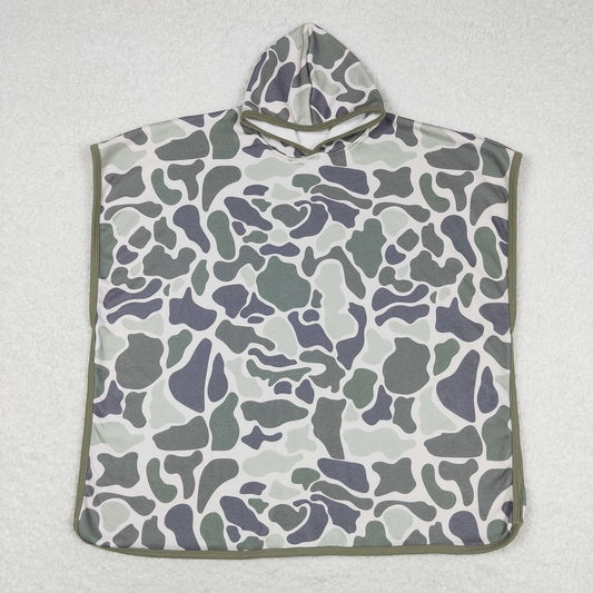 S0326 Baby Kids Children Green Camo Terry Swim Towel Cover Ups