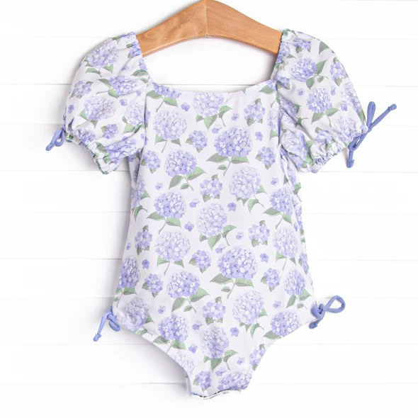 S0329 Hydrangea purple flower one-piece swimsuit