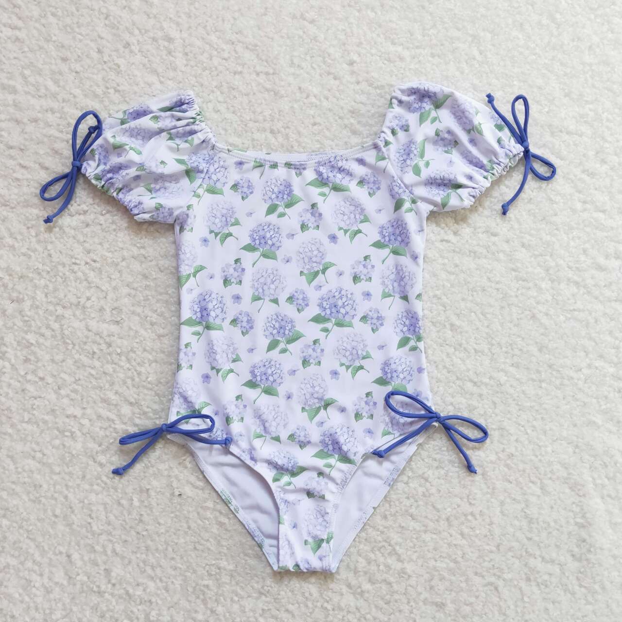 S0329 Hydrangea purple flower one-piece swimsuit
