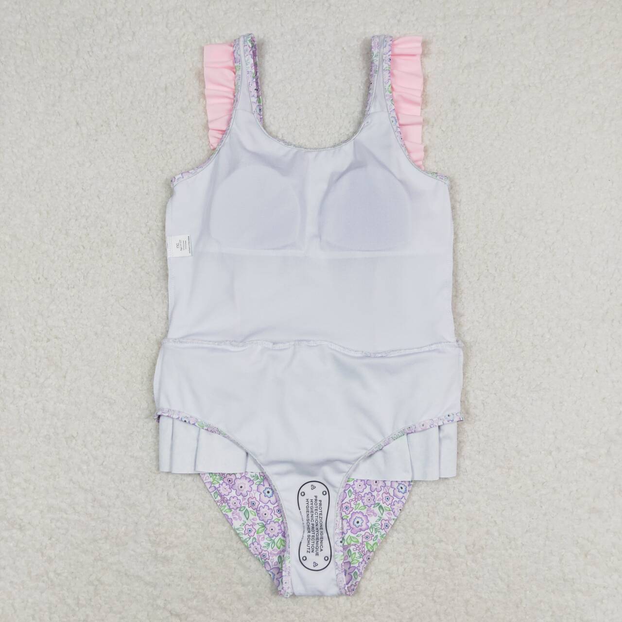 S0331 Pink and purple floral lace one-piece swimsuit