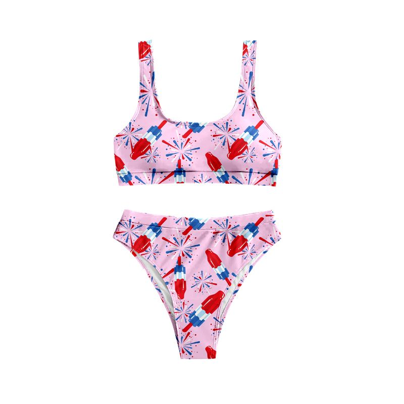 S0334 Adult Women's Fireworks Popsicle Pink Swimsuit Suit