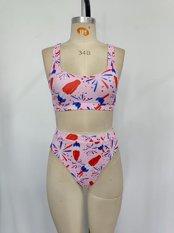 S0334 Adult Women's Fireworks Popsicle Pink Swimsuit Suit