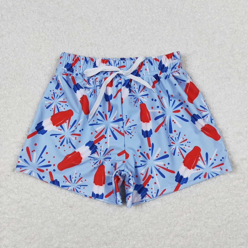 S0336 Fireworks Popsicle Blue Swimming Shorts