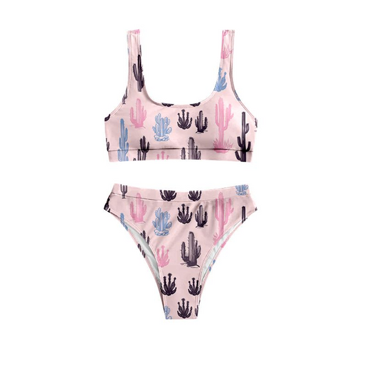 preorder S0339 Adult women's cactus pink swimsuit set