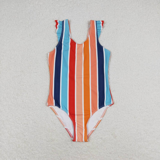 S0341 children Colorful striped one-piece swimsuit
