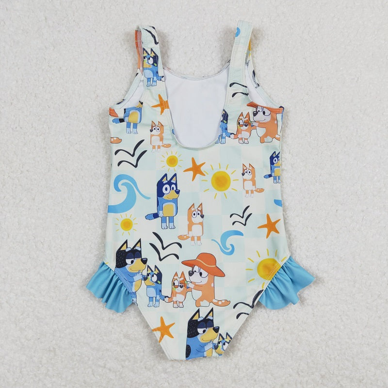 S0356 Baby Girls Cartoon Dog One-piece Swimsuit Beach Wear