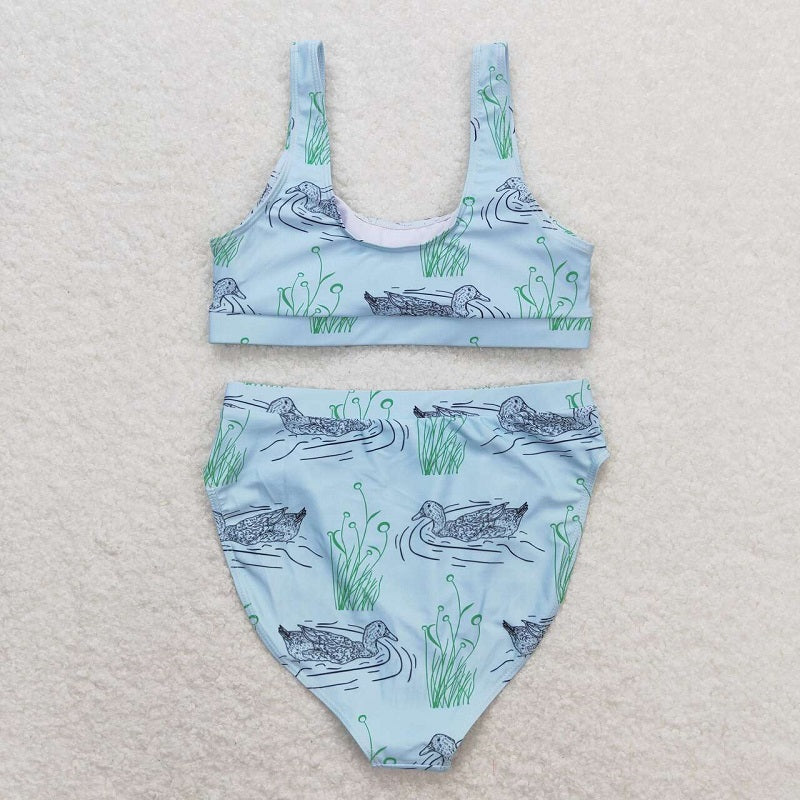 S0357 Summer Adult Women Mallard Two Piece Swimsuit Set