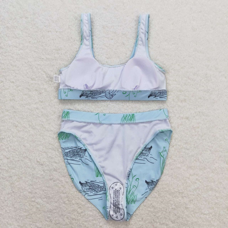 S0357 Summer Adult Women Mallard Two Piece Swimsuit Set