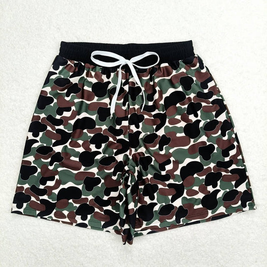 S0401 Adult men's brown and green camouflage beige swimming trunks