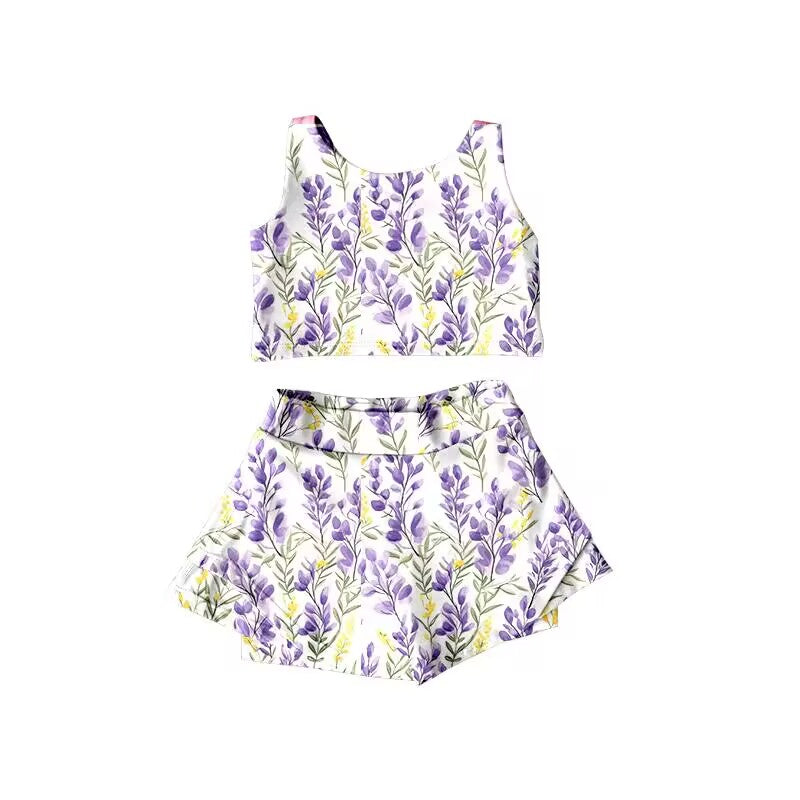 preorder  S0419 Purple lavender sleeveless skirt swimsuit set