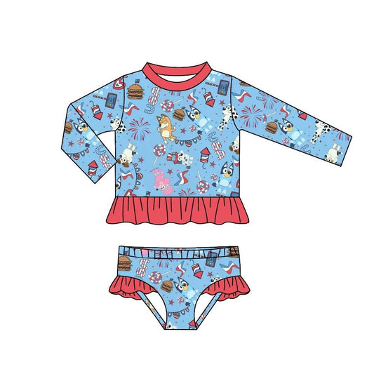 preorder S0426 red lace blue long-sleeved swimsuit suit