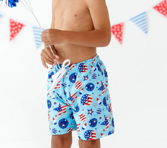presale S0434 National Day  Stars and Stripes Popsicle Blue Swimming Shorts