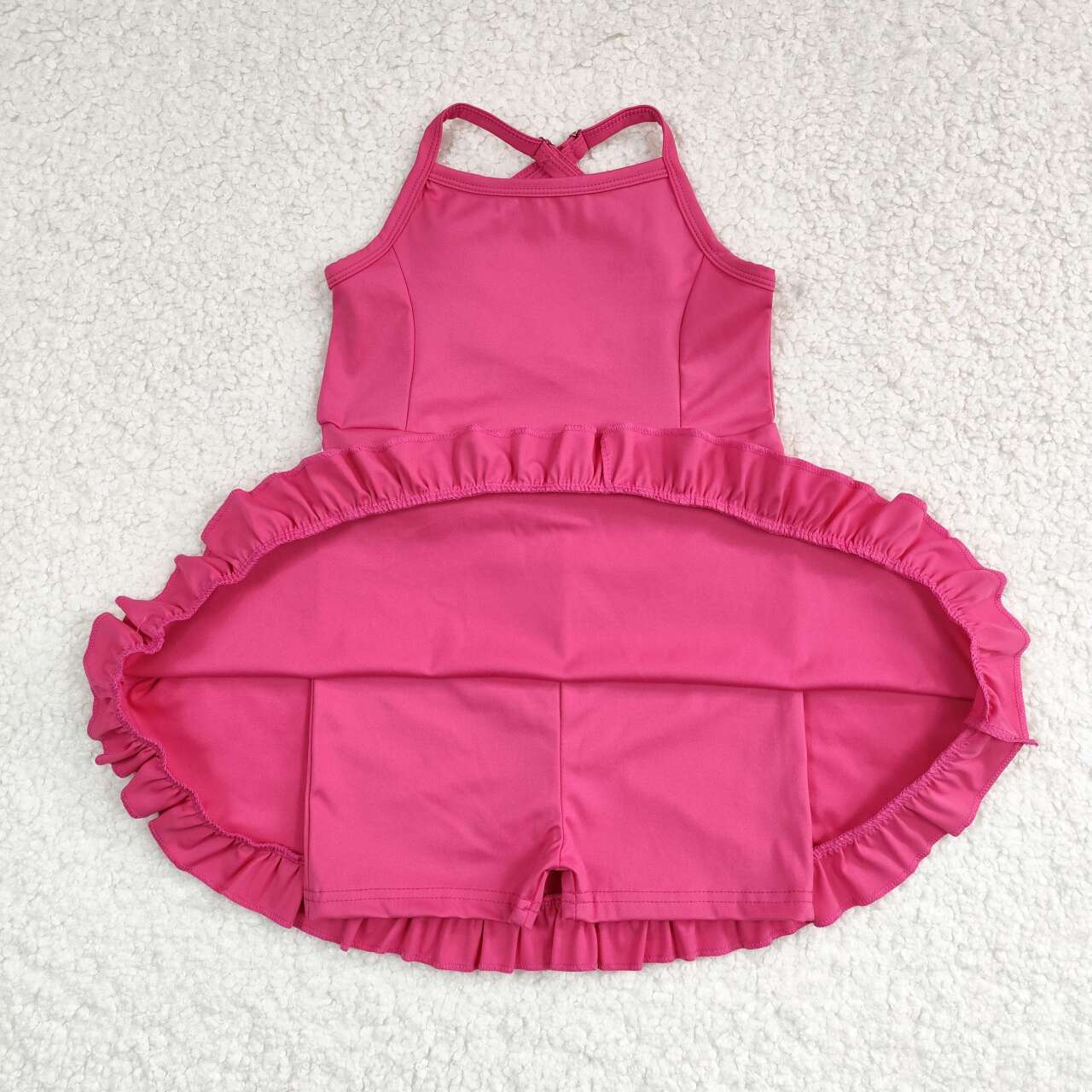 S0440 Solid rose red sportswear skirt swimsuit