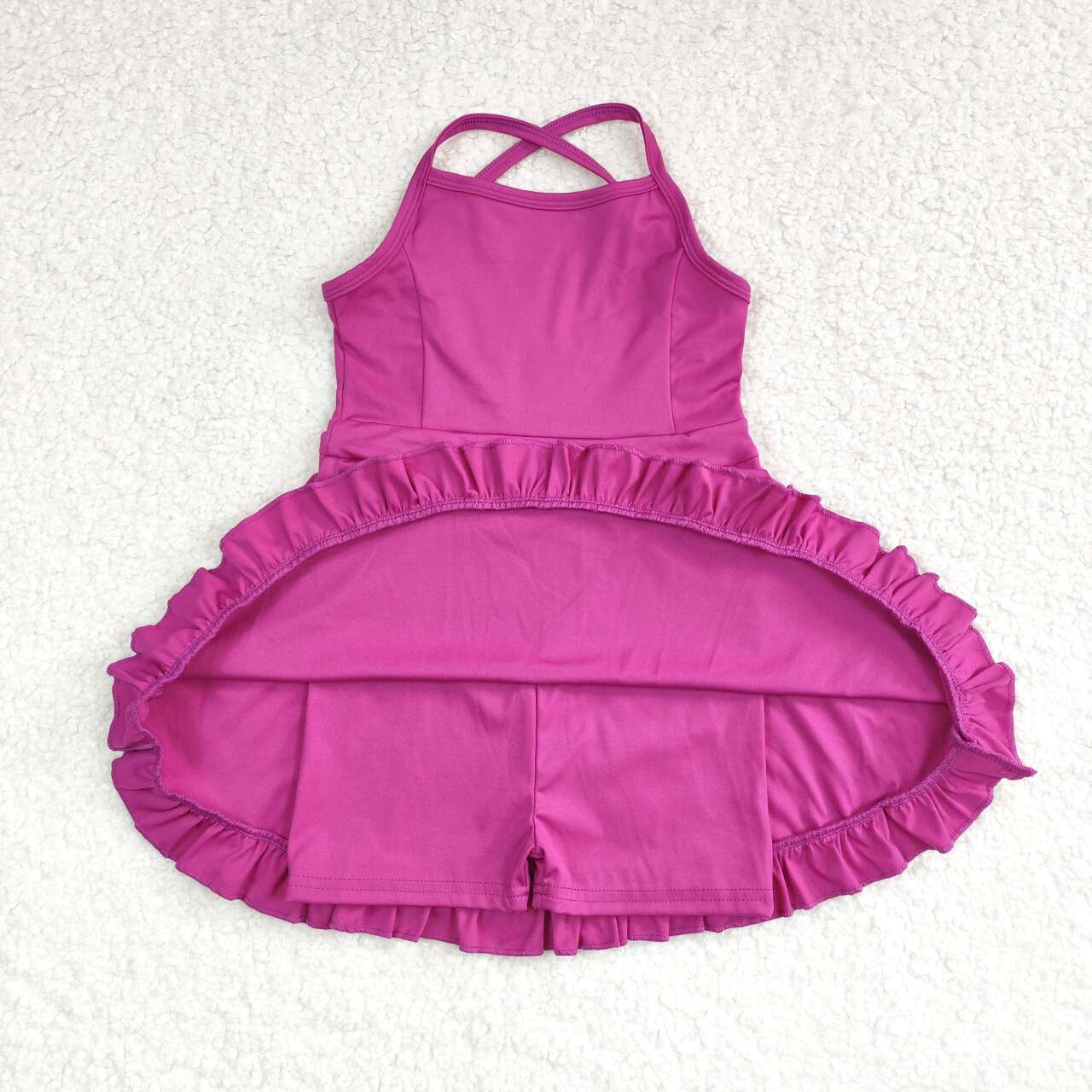 S0441 Solid Purple Sportswear Skirt Swimsuit