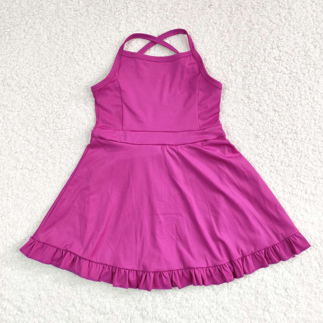 S0441 Solid Purple Sportswear Skirt Swimsuit