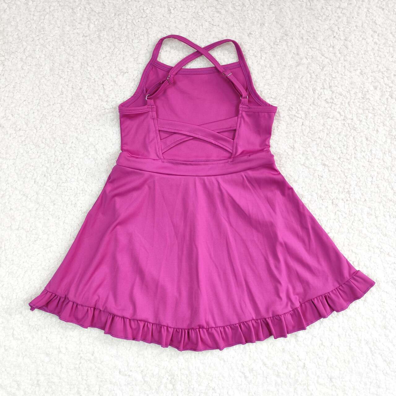 S0441 Solid Purple Sportswear Skirt Swimsuit