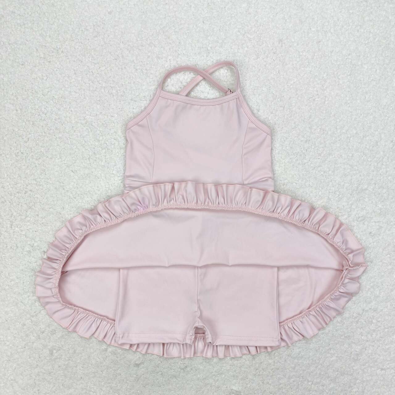 S0443 Solid Pink Sportswear Skirt Swimsuit  D 4.16